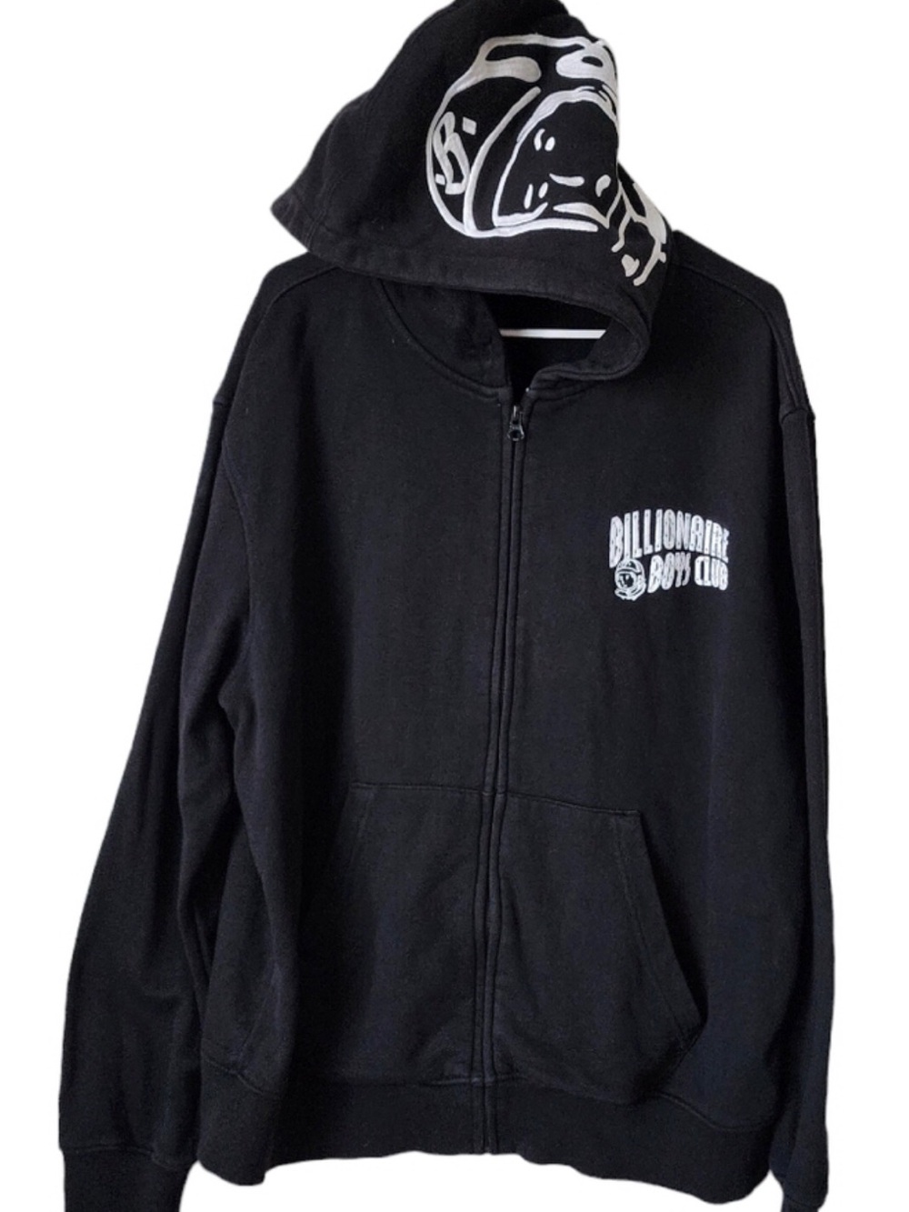 BILLIONAIRE BOYS CLUB logo full zip hoodie black white size M